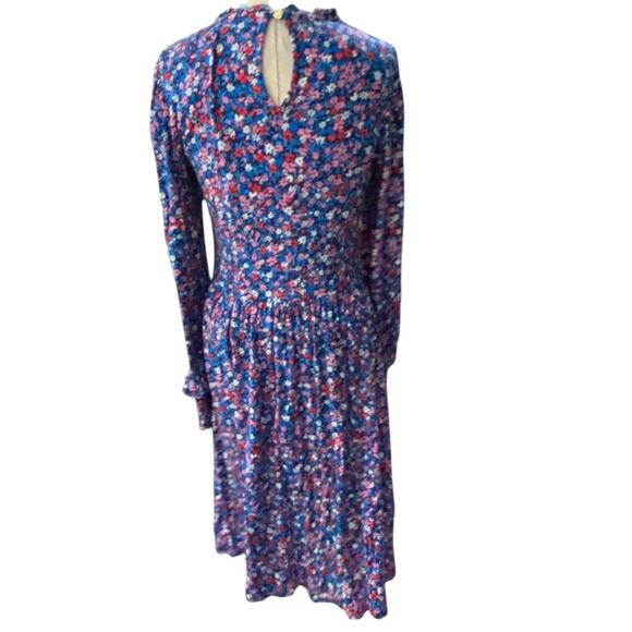 Draper James Ditsy Floral Kitty Ruffled Long Shift Dress Pink Blue Size Small - Picture 4 of 14